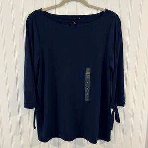 Banana Republic Navy Tie-Cuff Boatneck Top